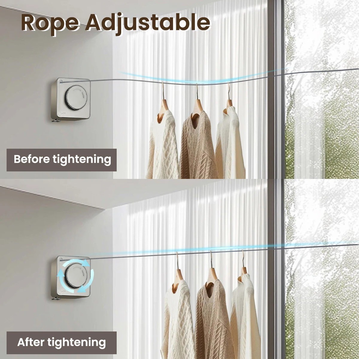 Retractable Clothesline Indoor NonSagging Heavy Duty Clothes Drying Laundry Line