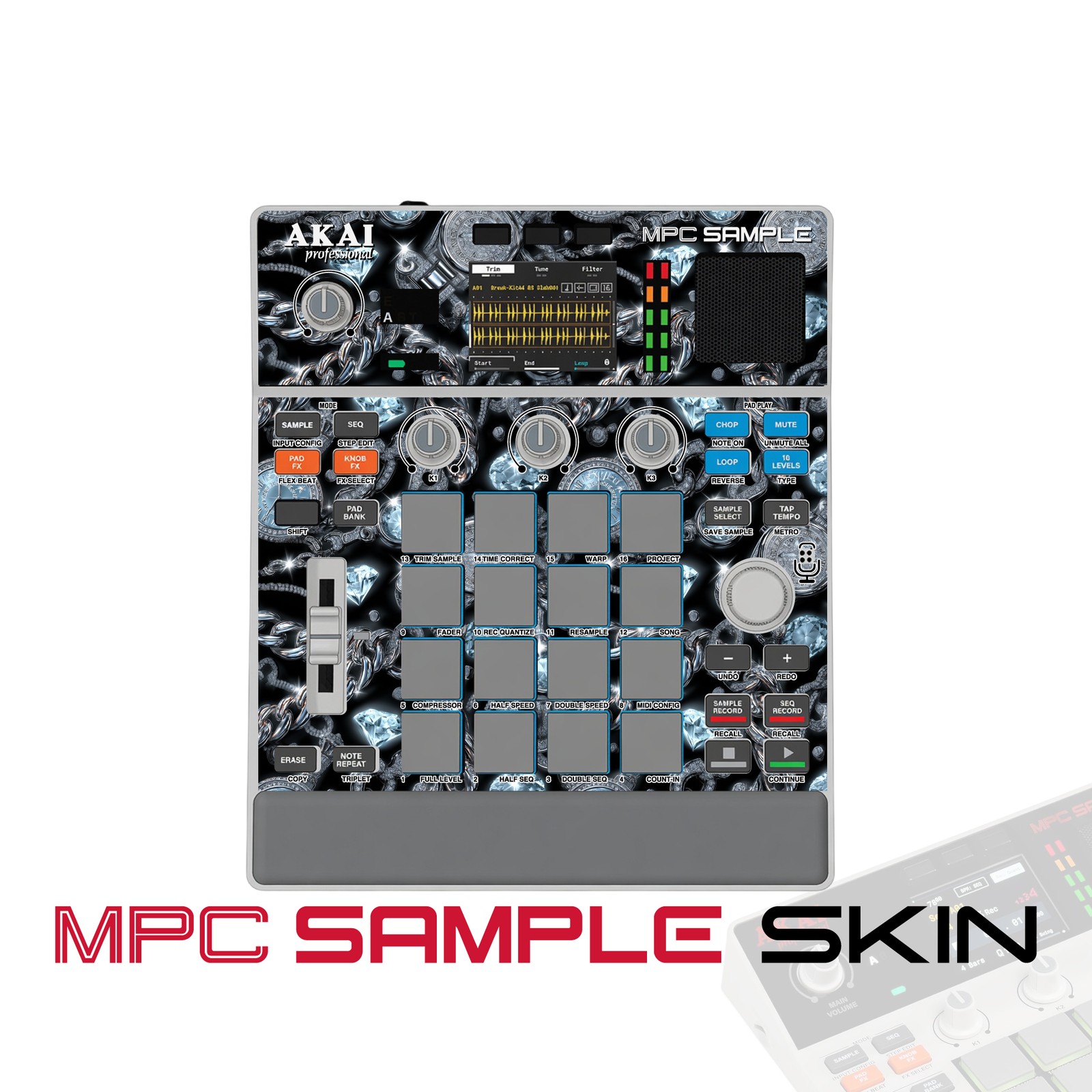 Akai MPC Sample Skin / Silver Diamond Drip