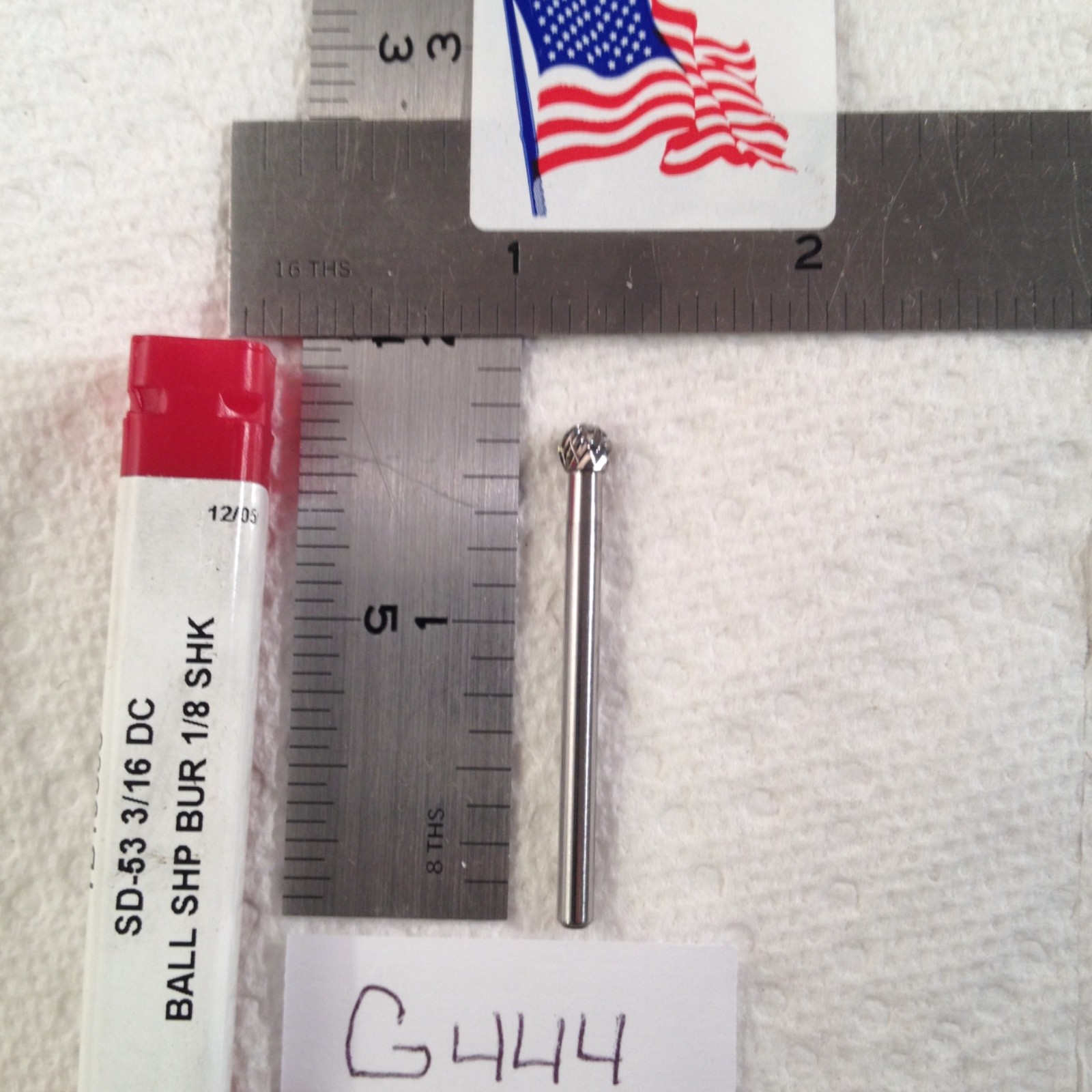 1 NEW TITAN 1/8" SHANK CARBIDE BURR. SD-53. DOUBLE CUT. BALL. TB19508 (G444)