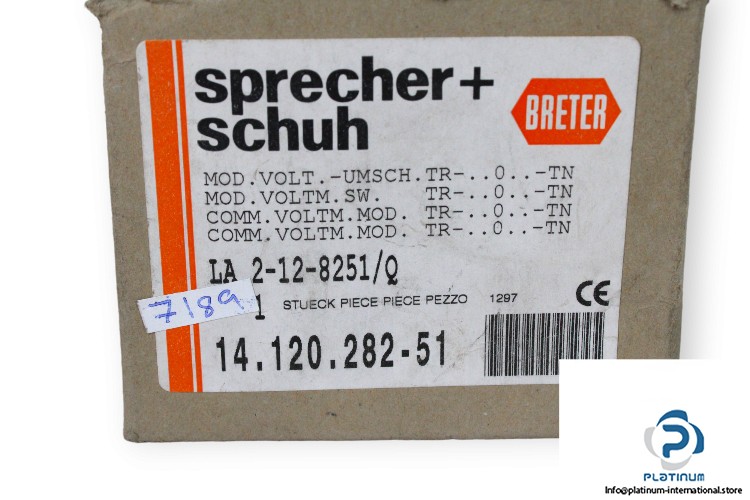 SPRECHER+SCHUH LA 2-12-8251/Q ROTARY CAM SWITCH_1412028251_Double Throw_45 °