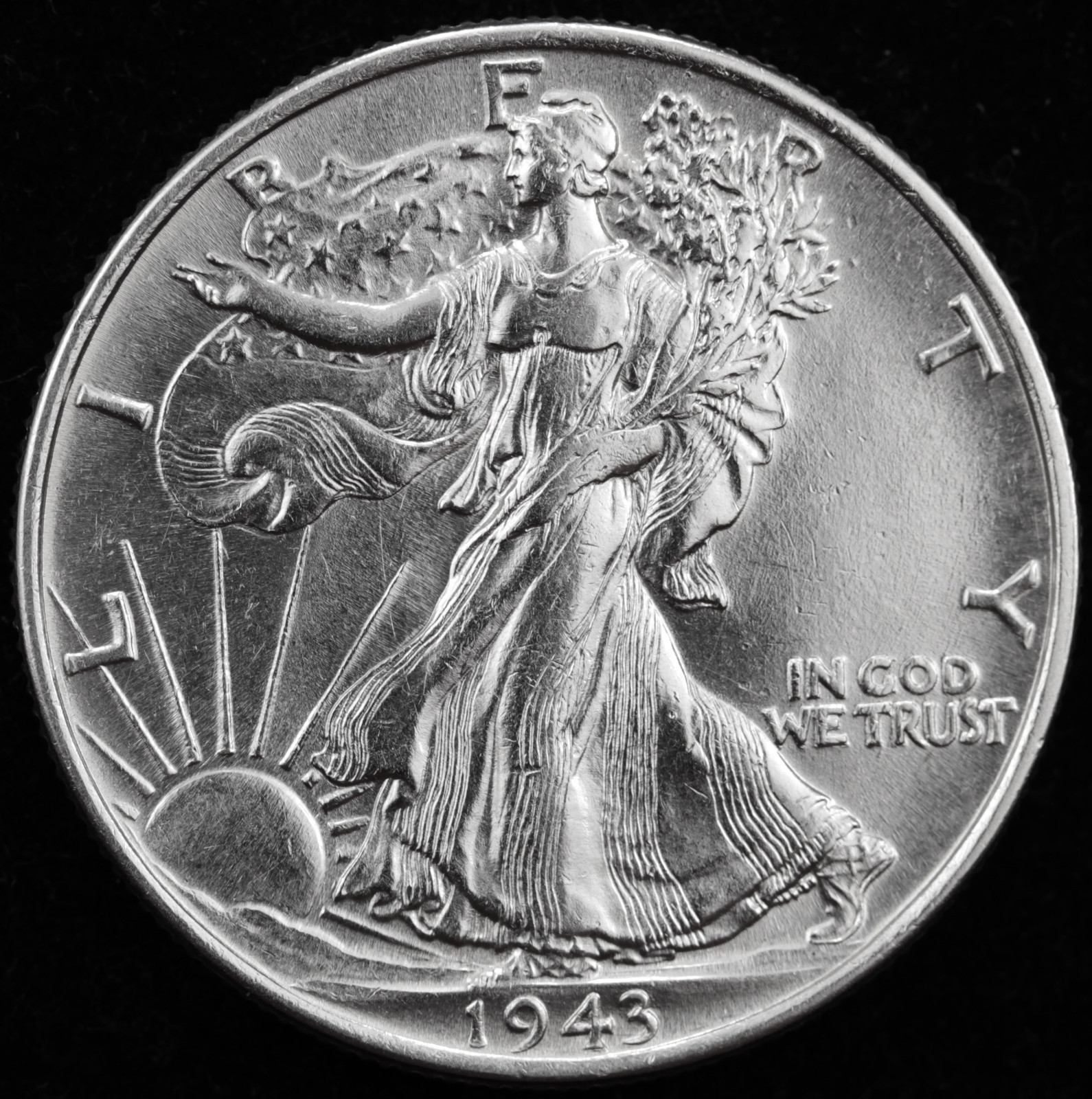 1943-p Walking Liberty Half.   BU.   (Inventory A)