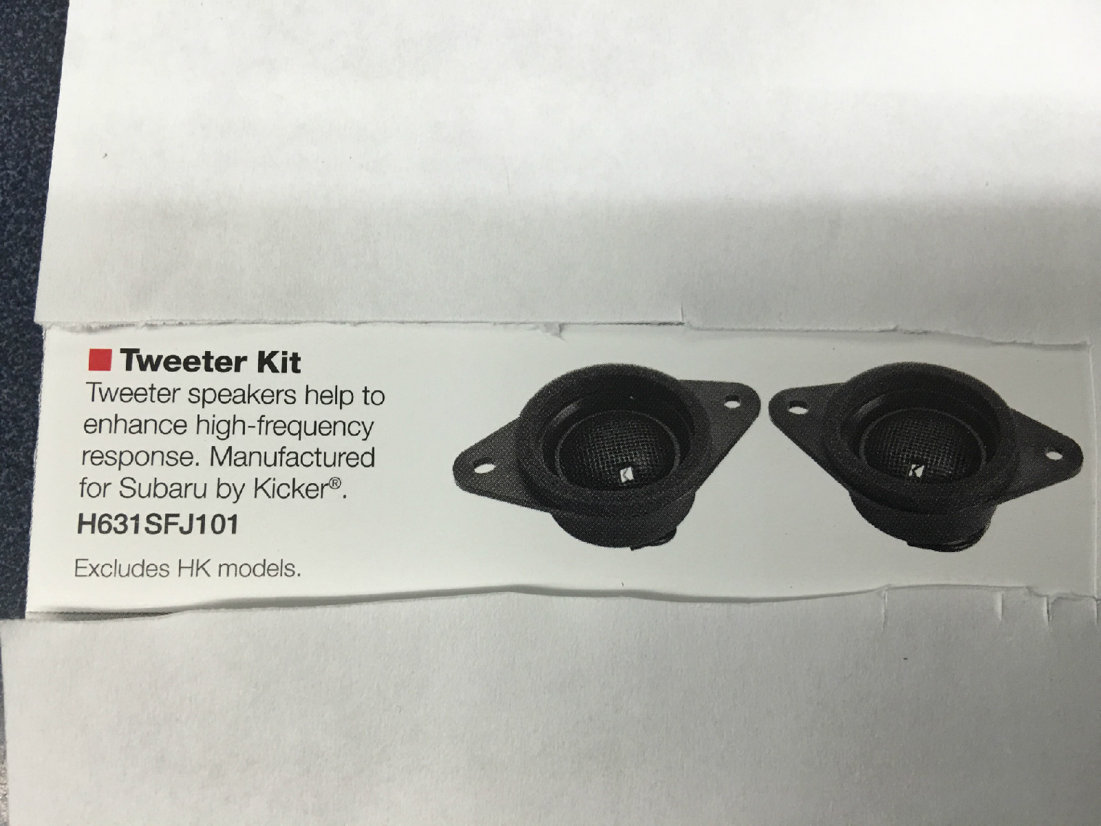 Genuine Tweeter Kit Kicker Subaru Wrx STi Forester Crosstrek Impreza H631SFJ101
