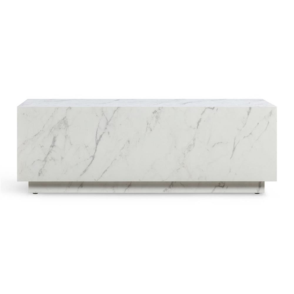 Pemberly Row Contemporary Accent White Finish Marble Coffee Table