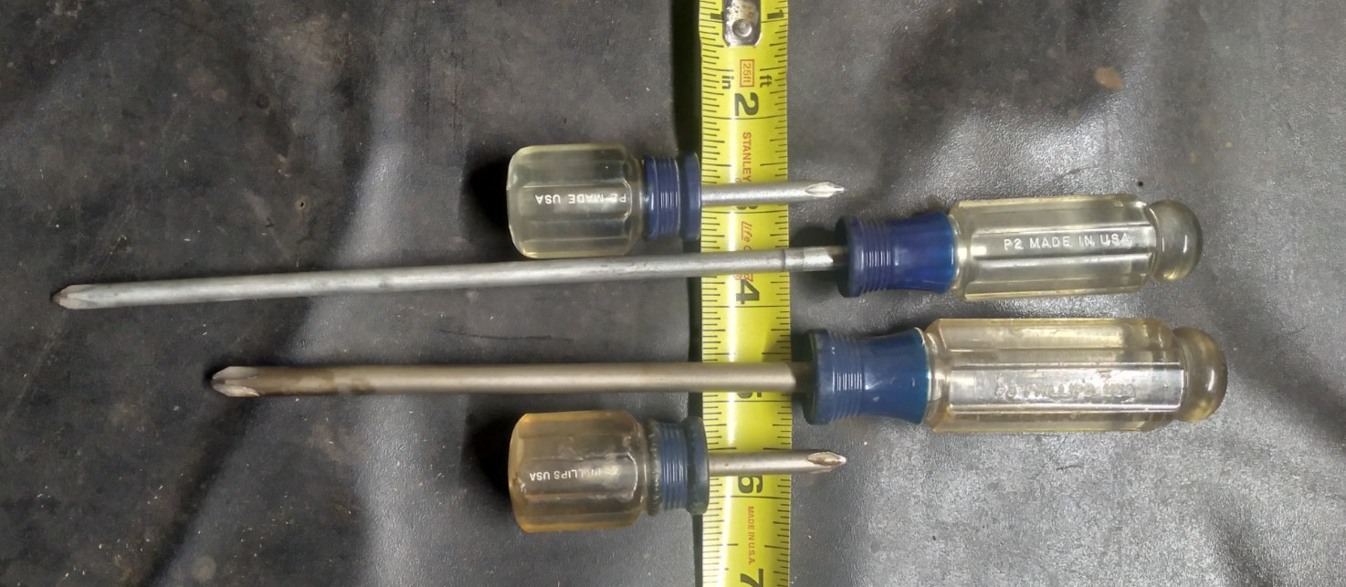 FOUR VINTAGE CRAFTSMAN PHILLIPS SCREWDRIVERS WF PR STUBBY USA