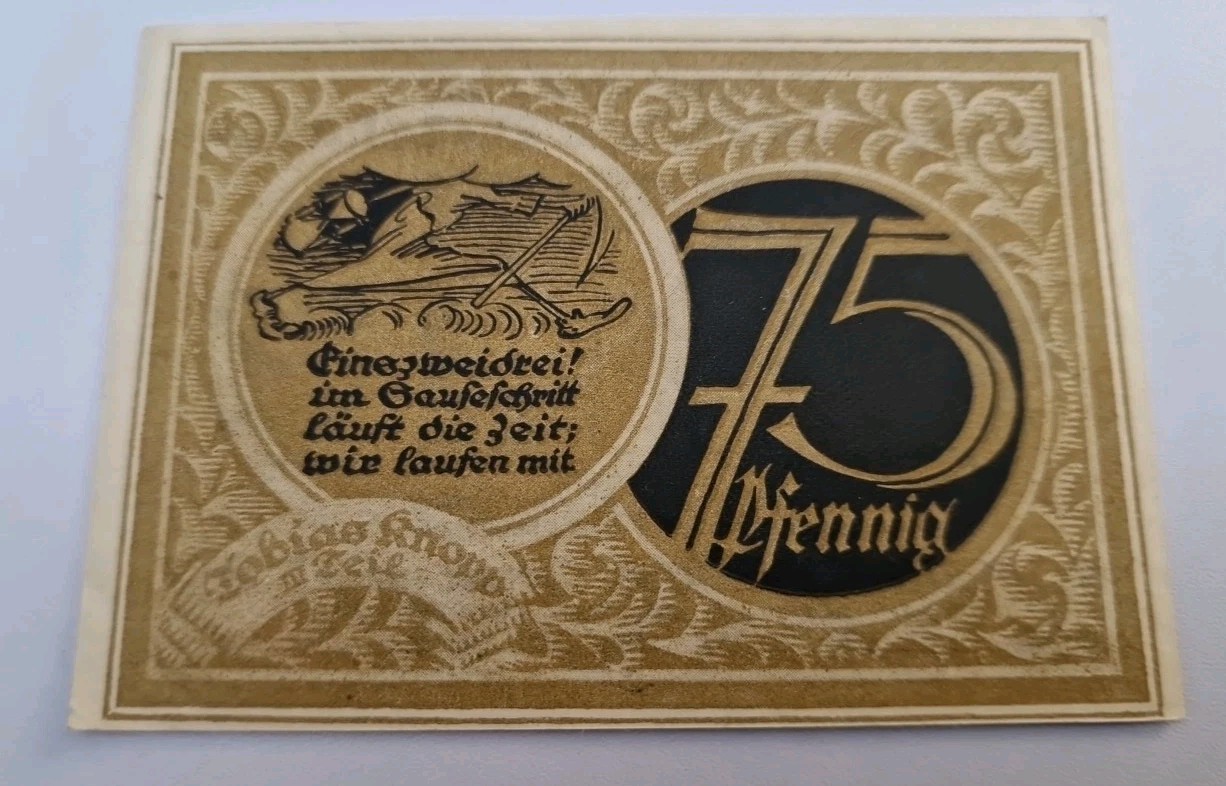 75 PFENNIG 1921 Notgeld  Excellent Condition Old BANKNOTE Germany