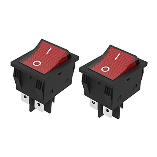 JD 2pcs 30A Power Switch 125V/250V AC Boat Rocker Switch ON/Off Red light