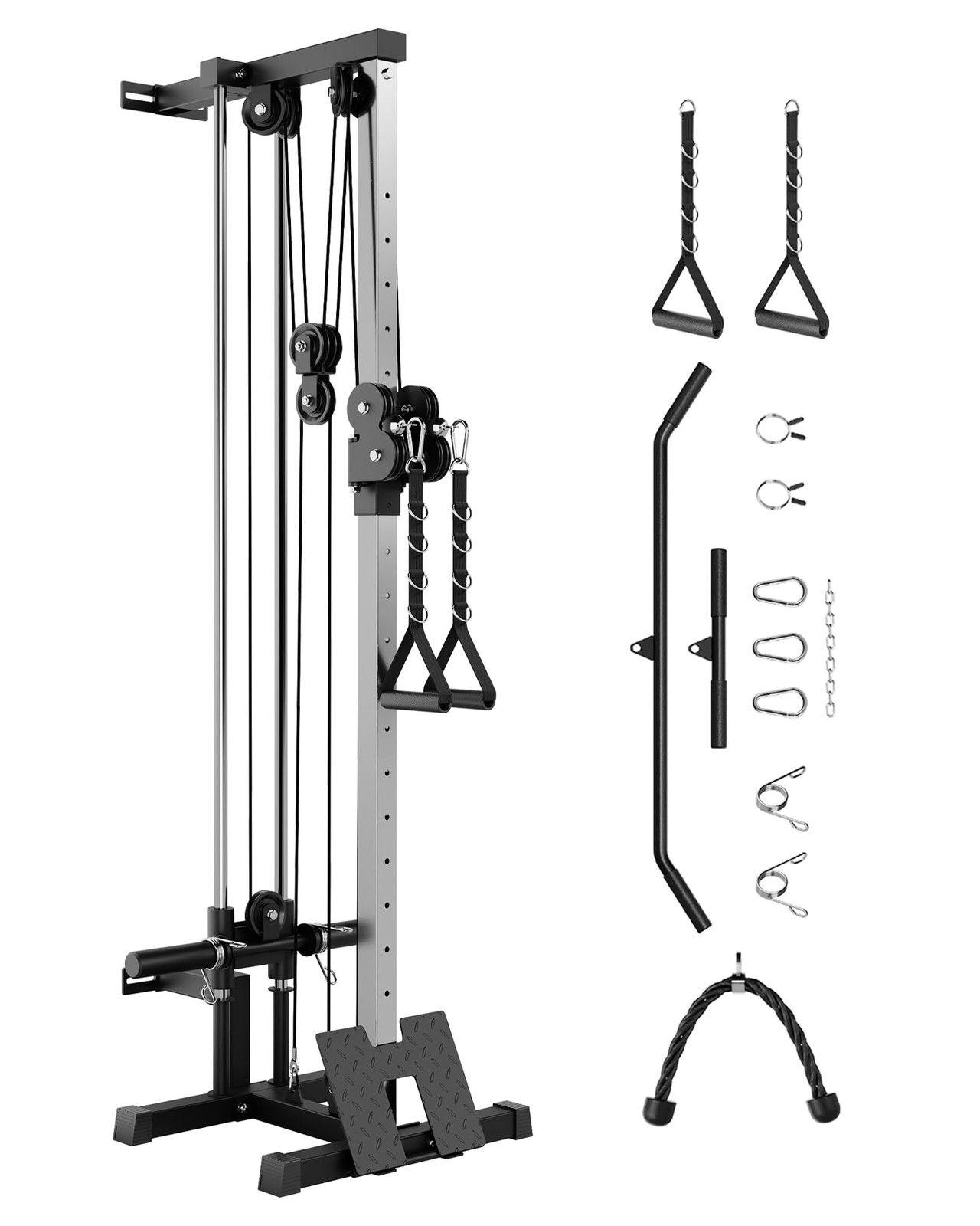 Wall Mount Cable Machine LAT Pulldown Machine, Cable Crossover Machine Home Gym
