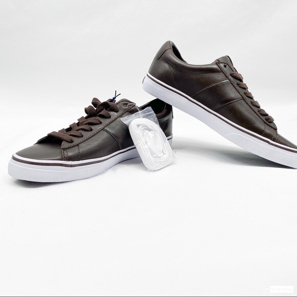 Polo Ralph Lauren DARK CHOCOLATE Sayer SK-VLC Leather Shoes, 10D, NWOB