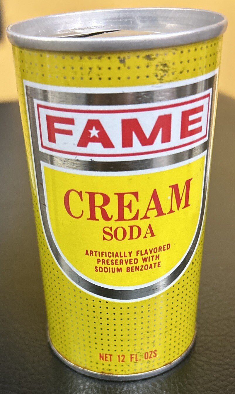 Vtg FAME CREAM SODA 12 Oz. Empty Steel Can, Fame Marketing Corp., Dayton, OH.