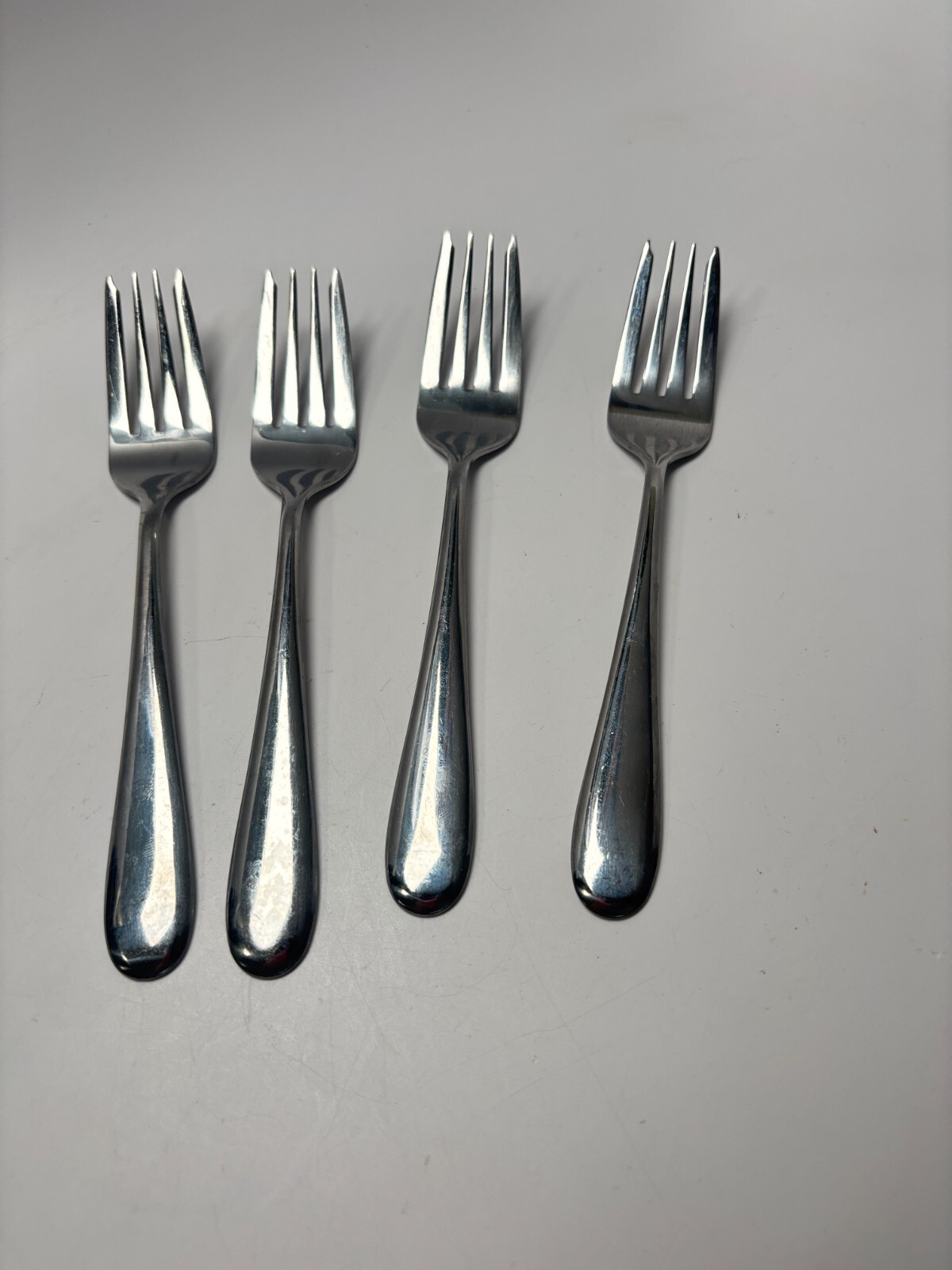 Pfaltzgraff Springwater Flatware Glossy Stainless Steel Salad Fork 6 7/8" Set 4