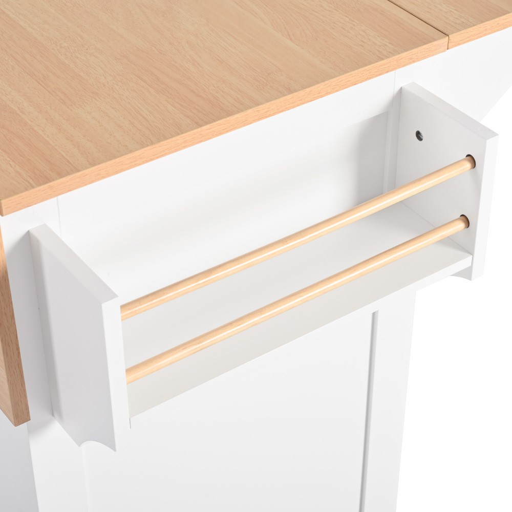 Large Kitchen Island with 2 Drop Leaf Rolling Kitchen Cart Storage Dining Table