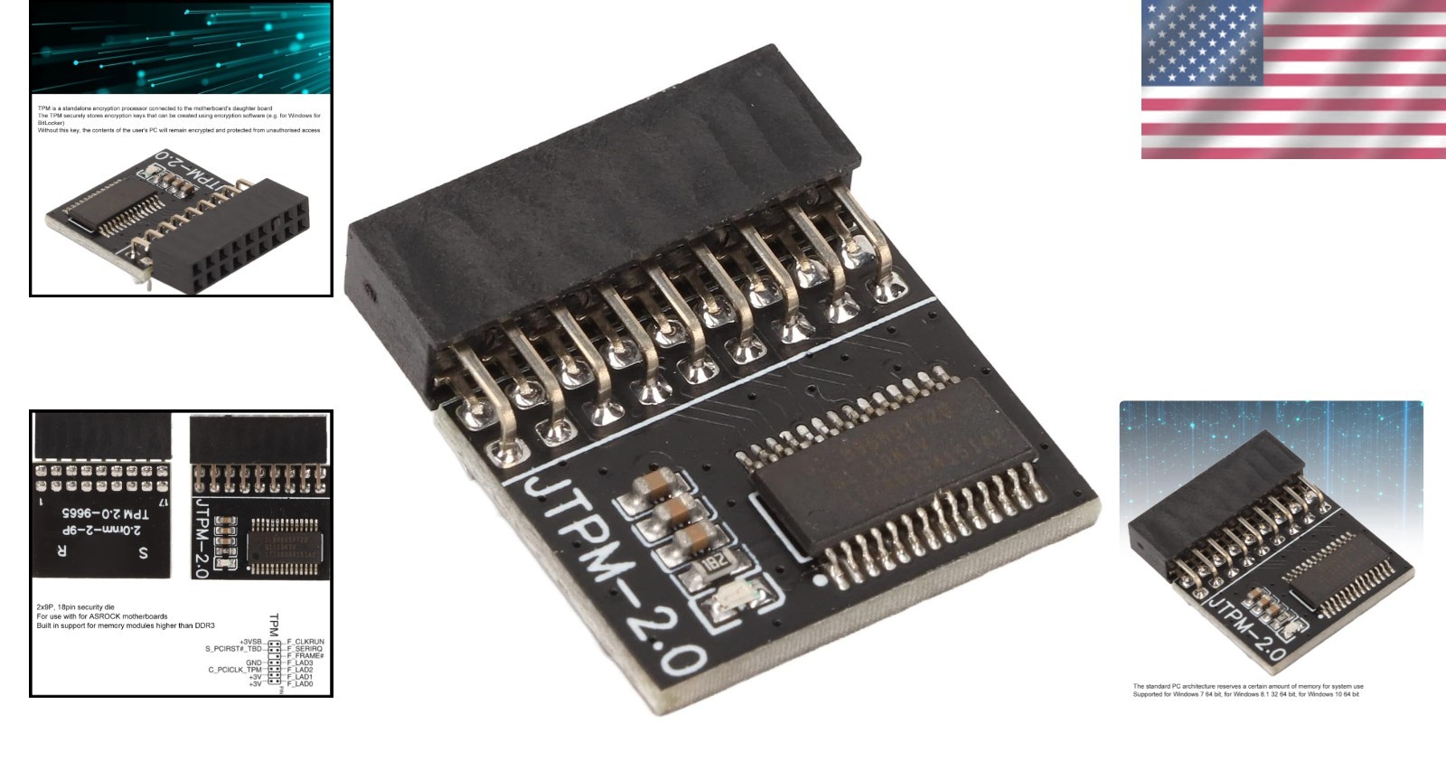 18-Pin TPM 2.0 Module for Enhanced Security on Intel Platforms - Easy Install