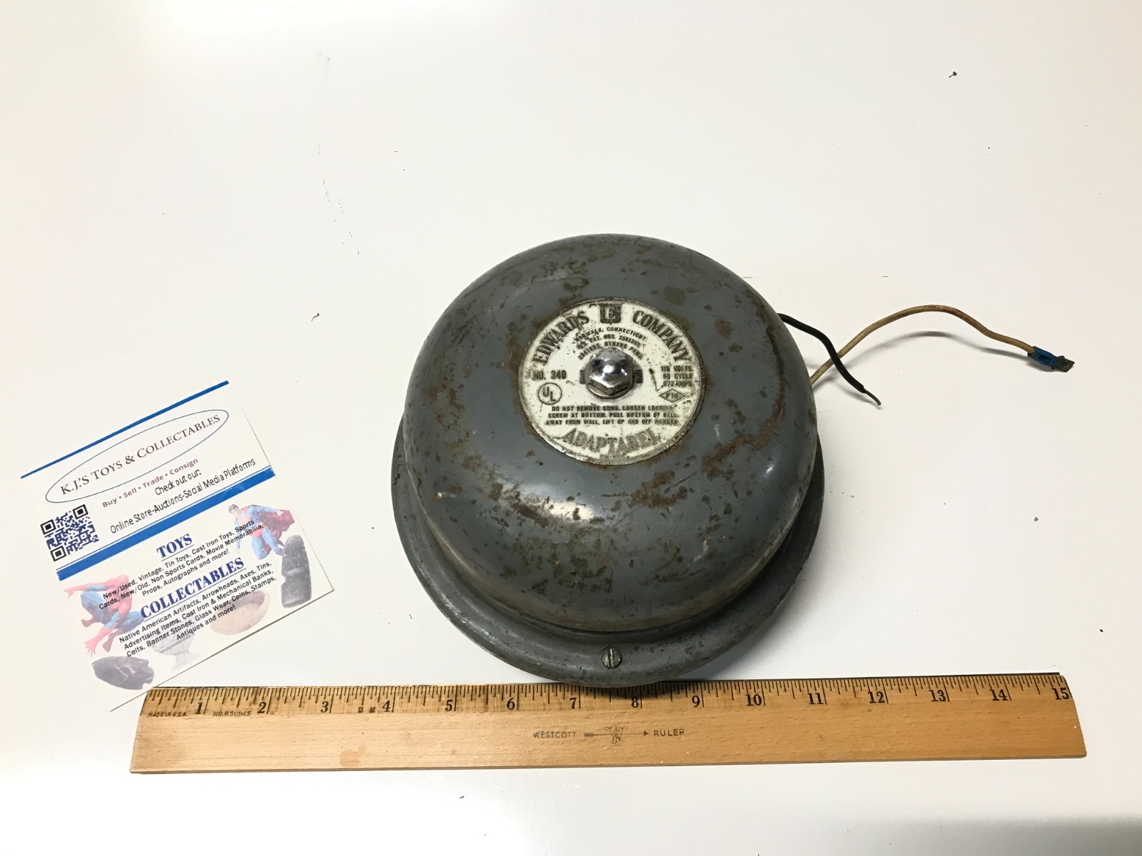 Vintage Edwards Company No. 340 Adaptabel 12-18V Industrial Alarm School Bell