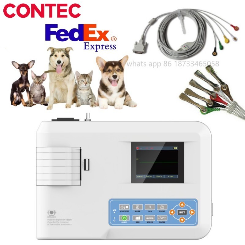 Portable ECG100G-VET Digital Single Channel 5 Lead Animal Electrocardiograph