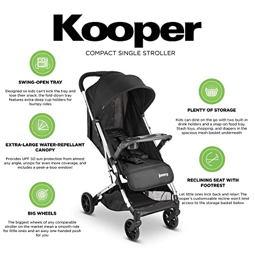 JOOVY KOOPER LIGHTWEIGHT BABY STROLLER REMOVABLE SWING-OPEN TRAY - BLACK