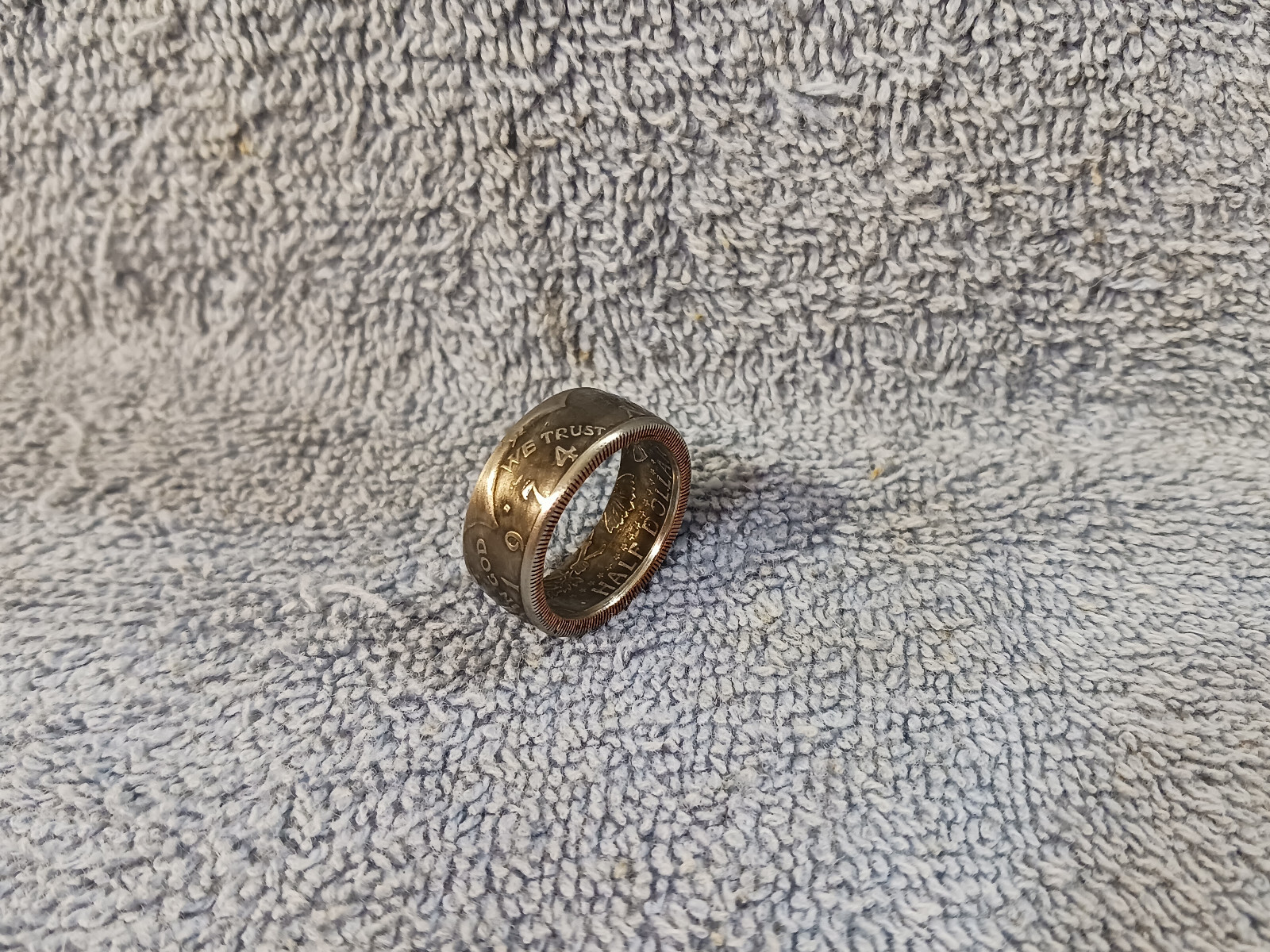 1974 Kennedy Half Dollars  size 9- 1/2 coin ring  handmade mixed metals  (A)