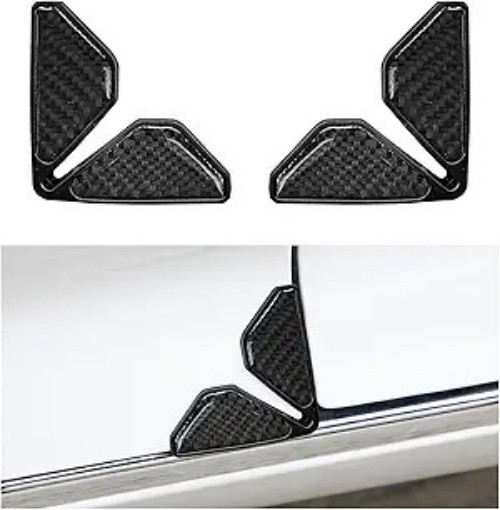 2PCS Car Door Protector Edge Guards, Carbon Fiber Anti-Collision  Color: Black