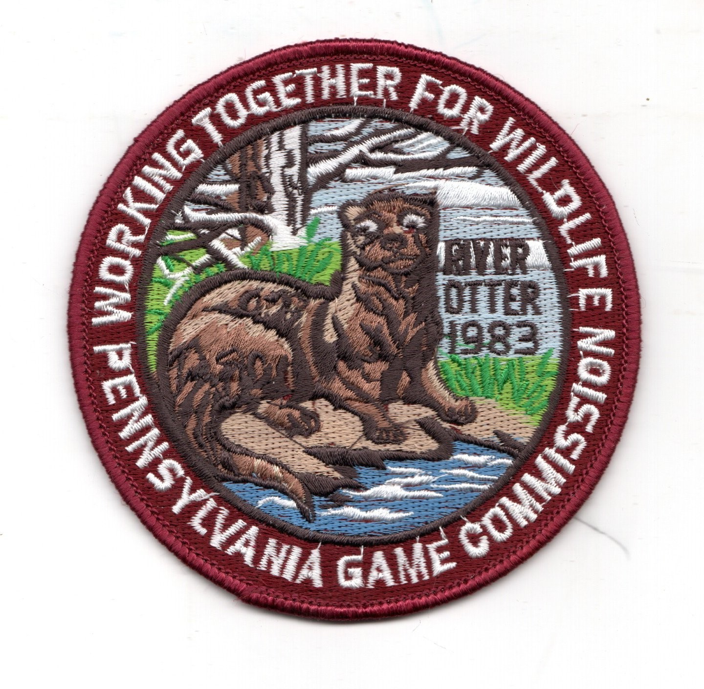 1983 PA GAME COMM WTFW RIVER OTTER 4" PATCH REPRODUCTION WITH DECAL