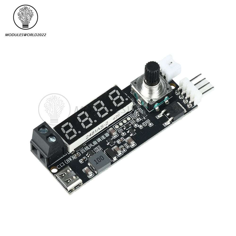 5V 12V 5A 4-Wire PWM Fan Speed Control Module Smart Temperature Control +Display