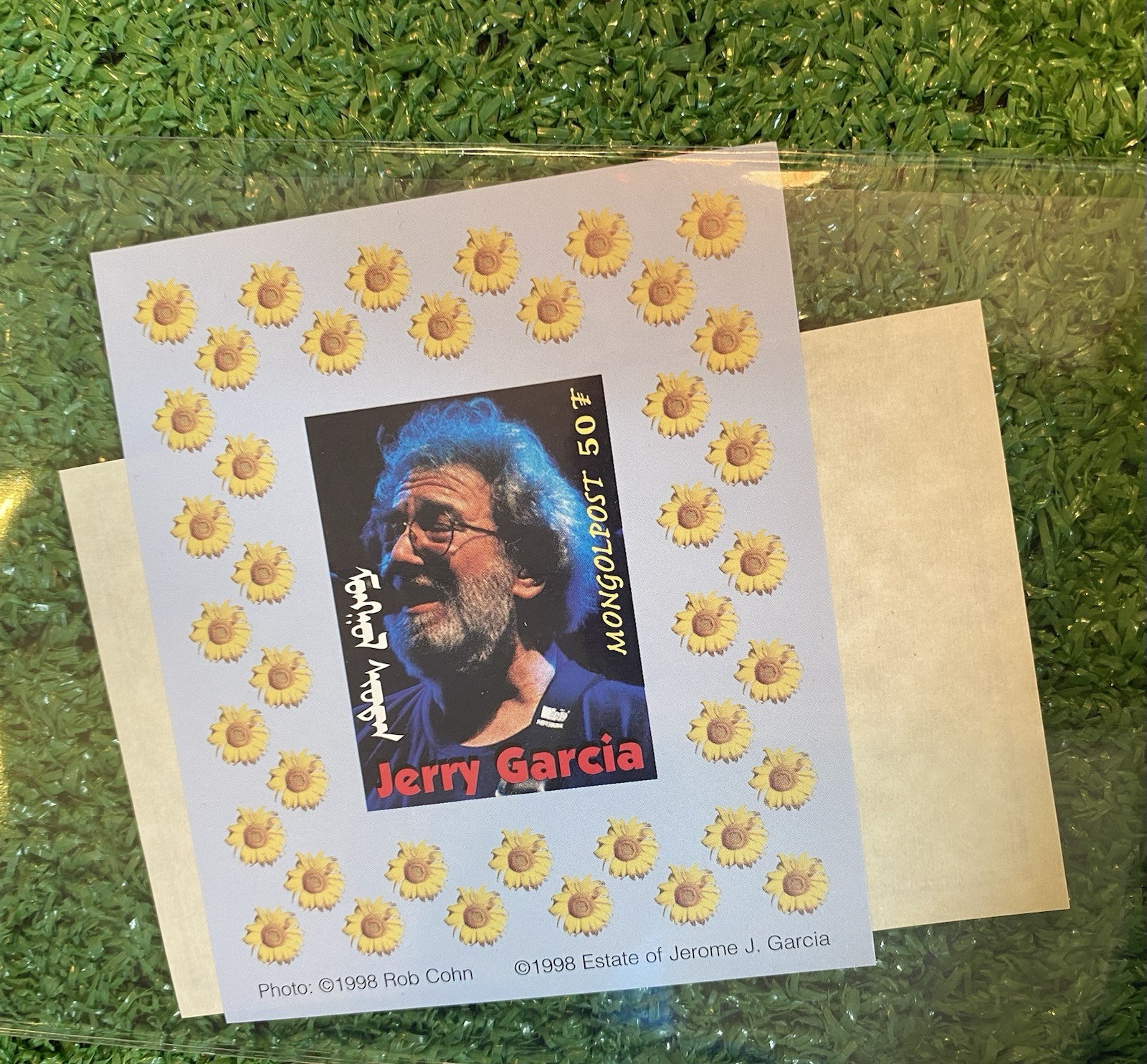 Jerry Garcia Stamp Certificate of Authenticity Mongolia 1998 Grateful Dead VTG