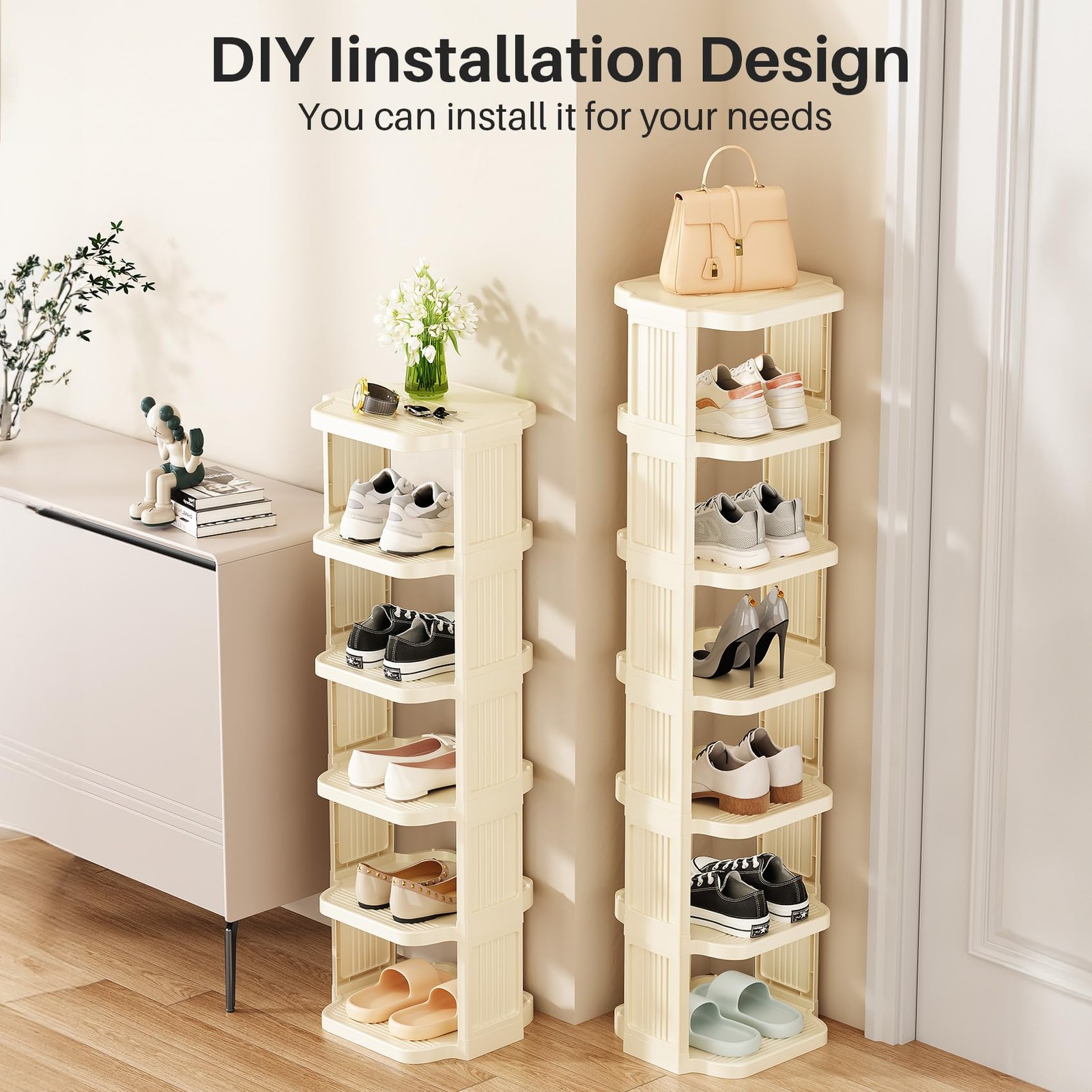 Vertical Shoe Rack: 8 Tiers Stackable Shoe Rack for Closet DIY Free Standing ...