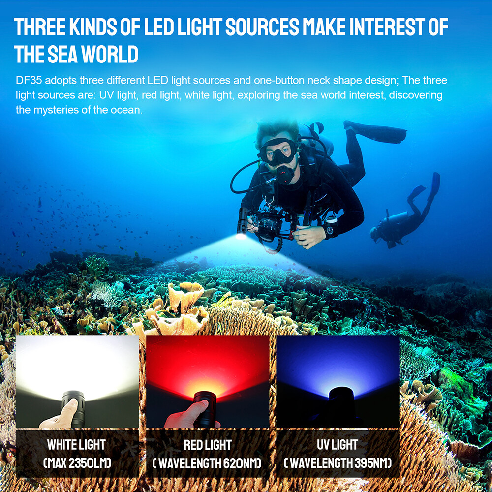 Trustfire 2350LM led Diving Light Scuba Flashlight 100M Waterproof Diving Torch