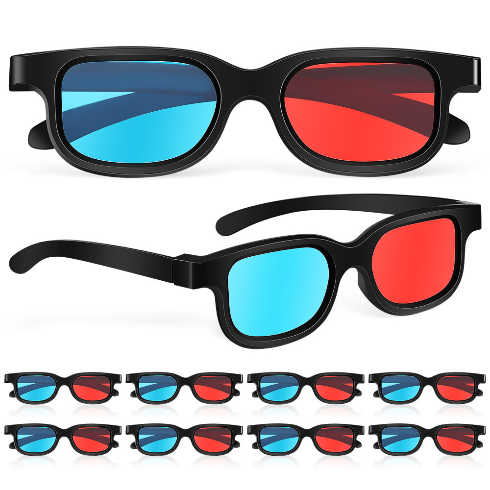 10Pcs Red/ 3D Anaglyph Glasses for Games & Images