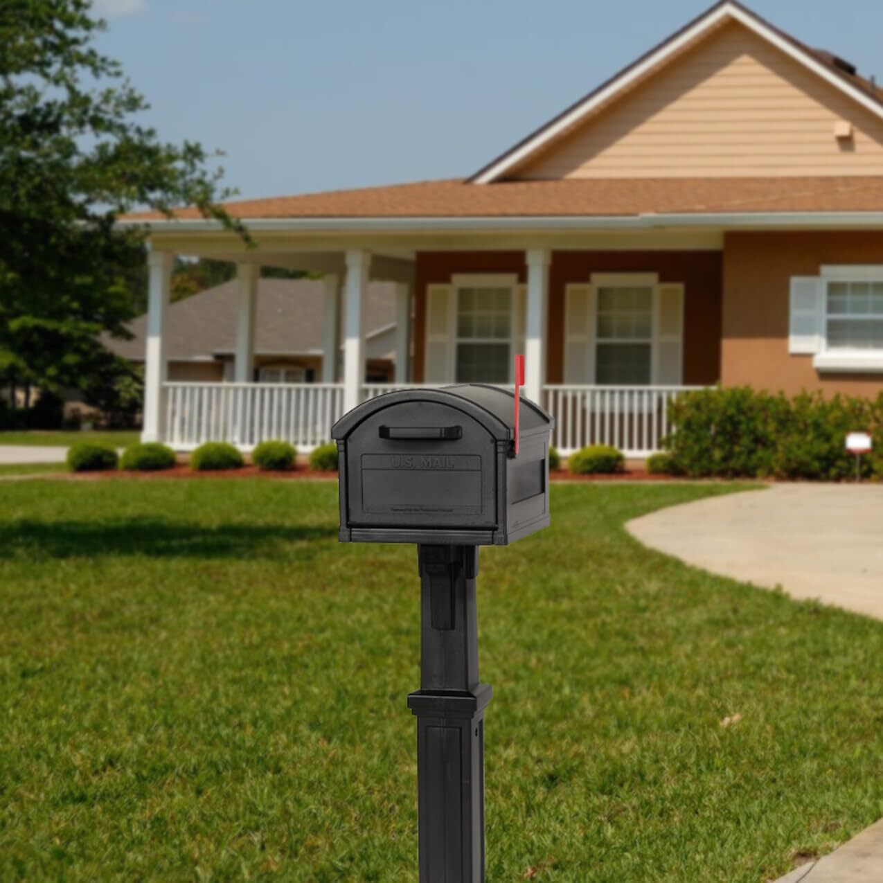 Extra Large Black Mailbox with Post Sleeve for Multiple Packages Durable USA ...