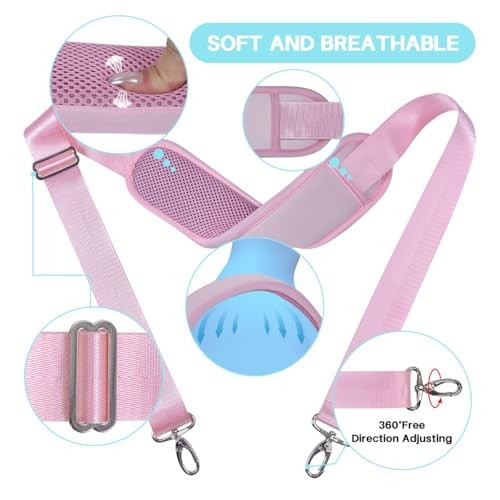 Shoulder Strap Universal Replacement Bag Strap with Removable shoulder pad Pink