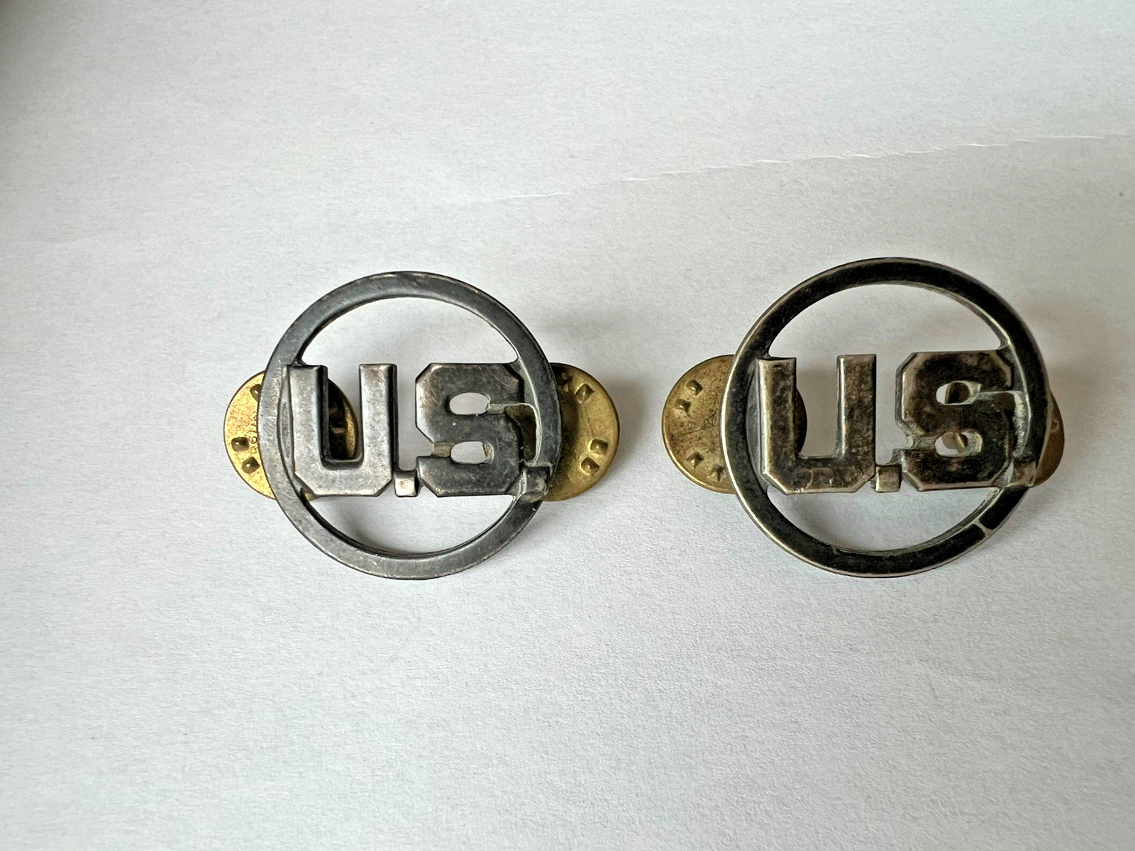 Vintage  US Military Lapel Pin WWII Era Cut Out Silver Tone