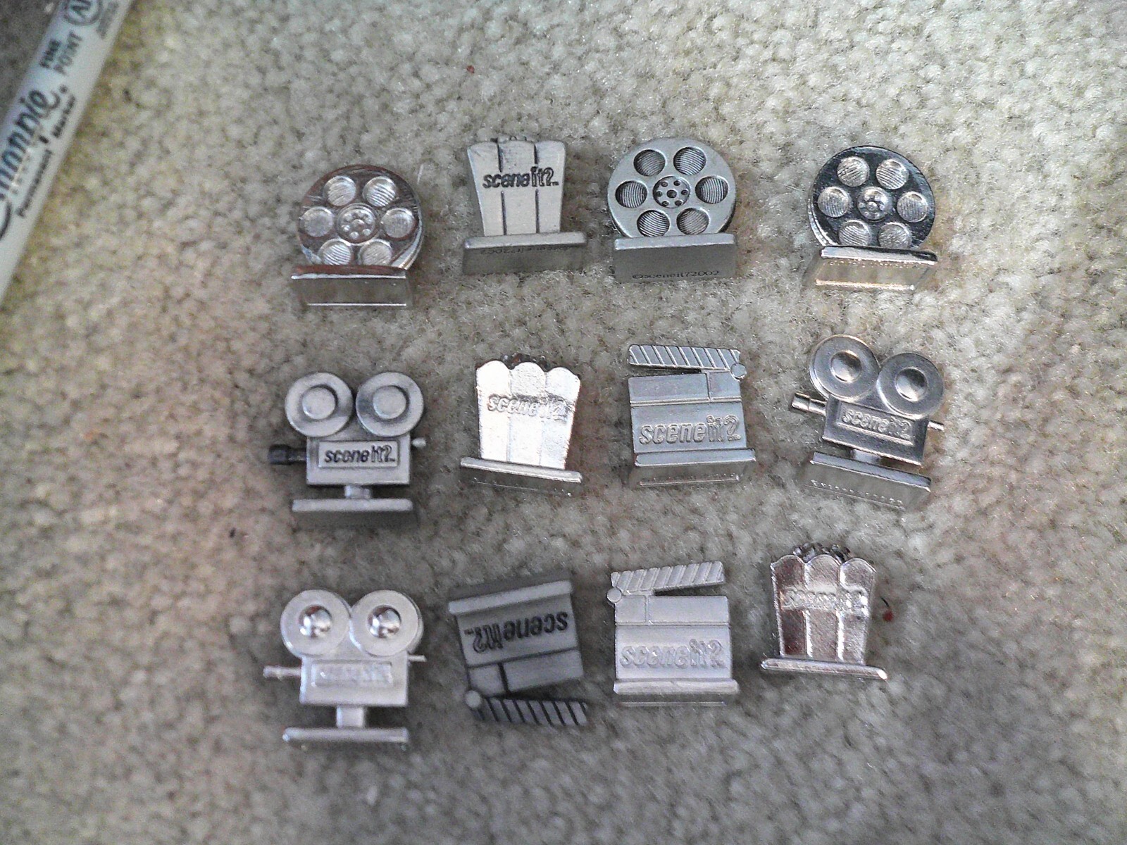 Lot of 12 2002 Scene It Metal Movie Figurines Reels Popcorn More