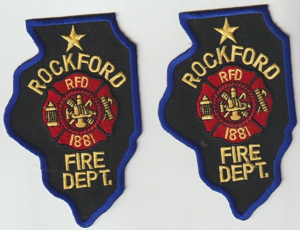 Rockford IL Fire Department patch pair shipped from Australia
