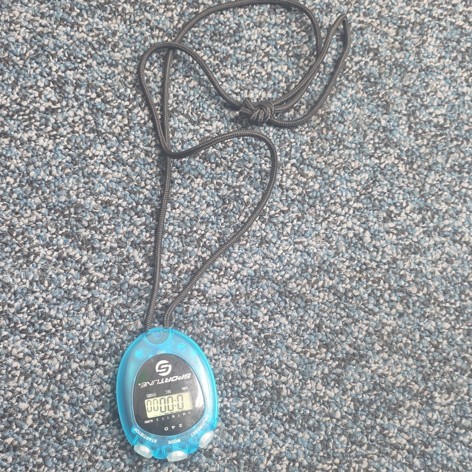Sportline 240 Digital Stopwatch Chronograph Alarm Timer, Blue w/ Lanyard