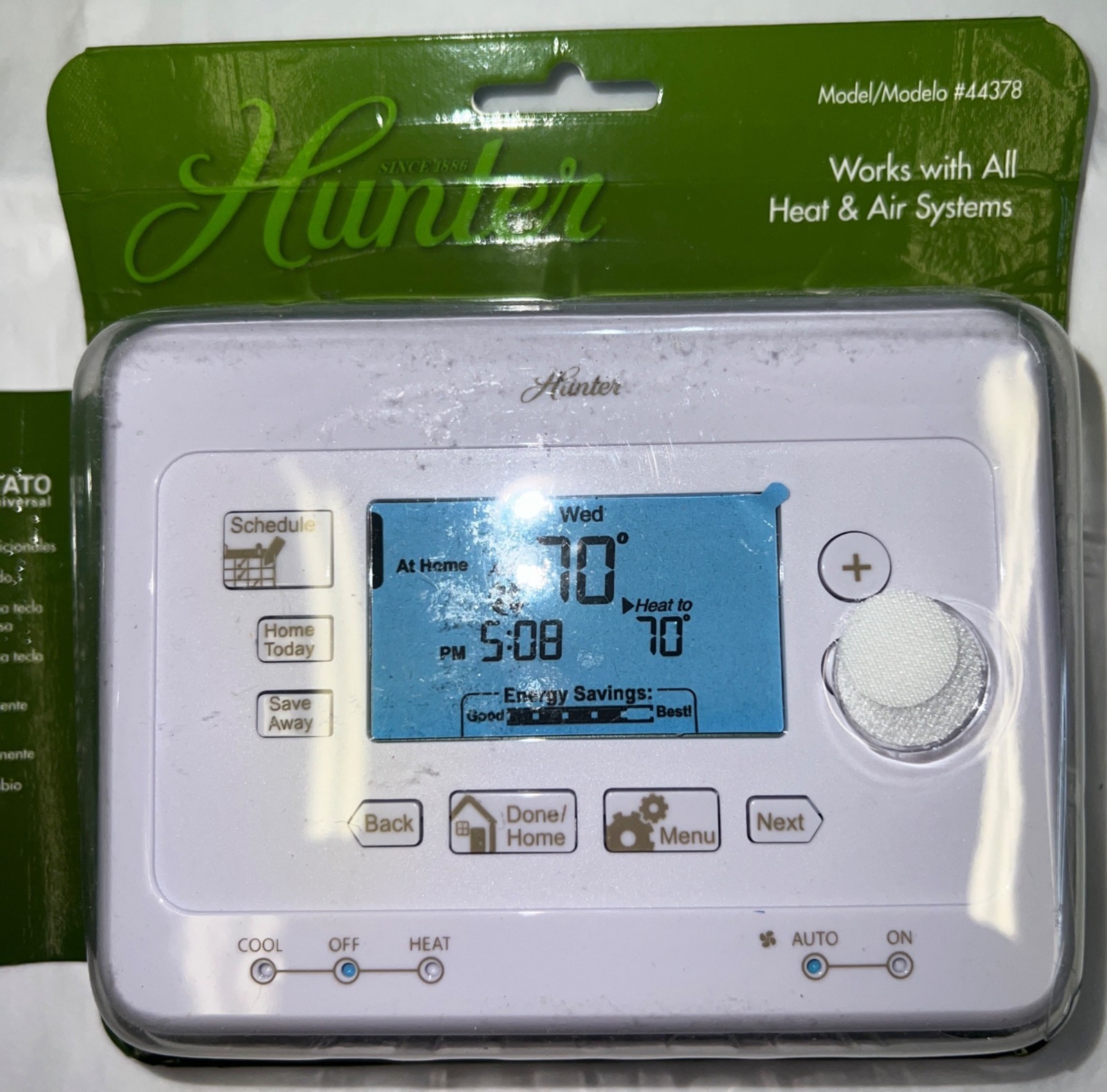 New Hunter Universal Thermostat 7-Day Programmable Model #44378 w manual