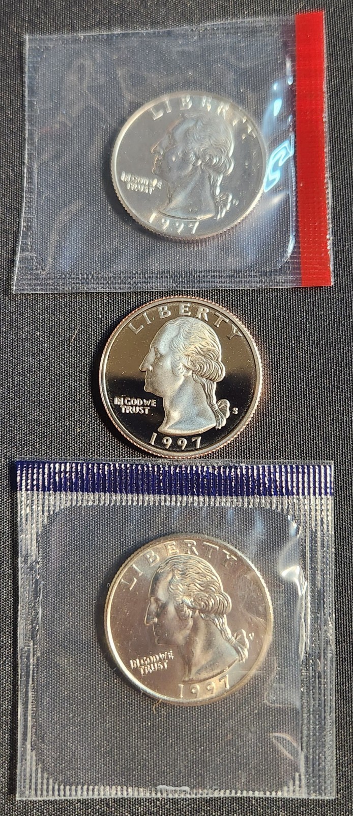 1997 PDS Washington Quarters Unc  Mint Cello and Proof