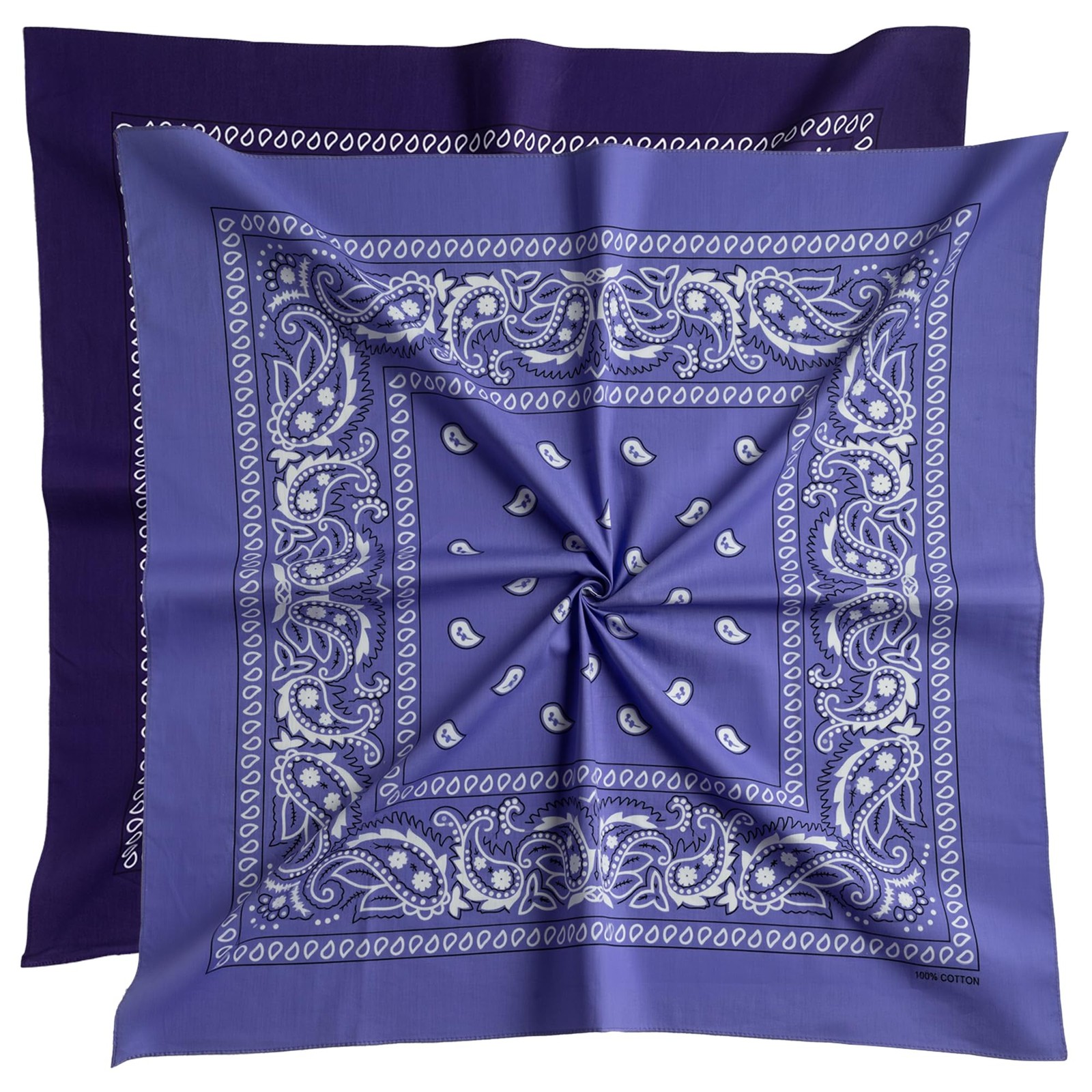 XueMeiHom Extra Large Bandana 27 inch,100% 27"*27", Dark Purple/Light Purple