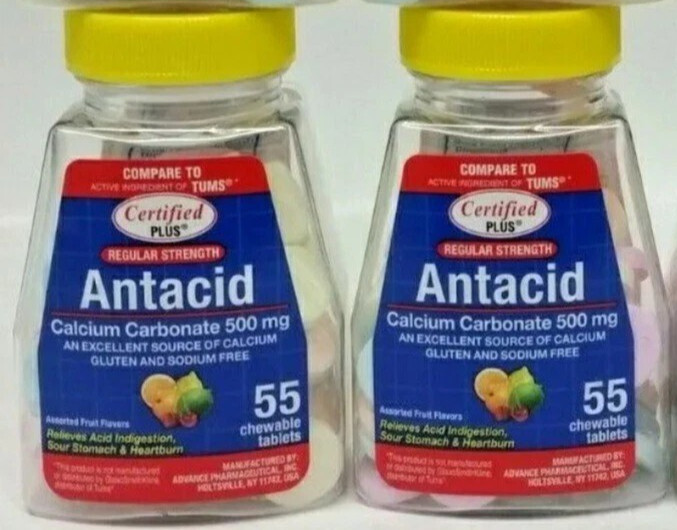 2x- Certified Plus Chewable Antacid w/ Calcium, Assorted Fruit Flavors SEALED