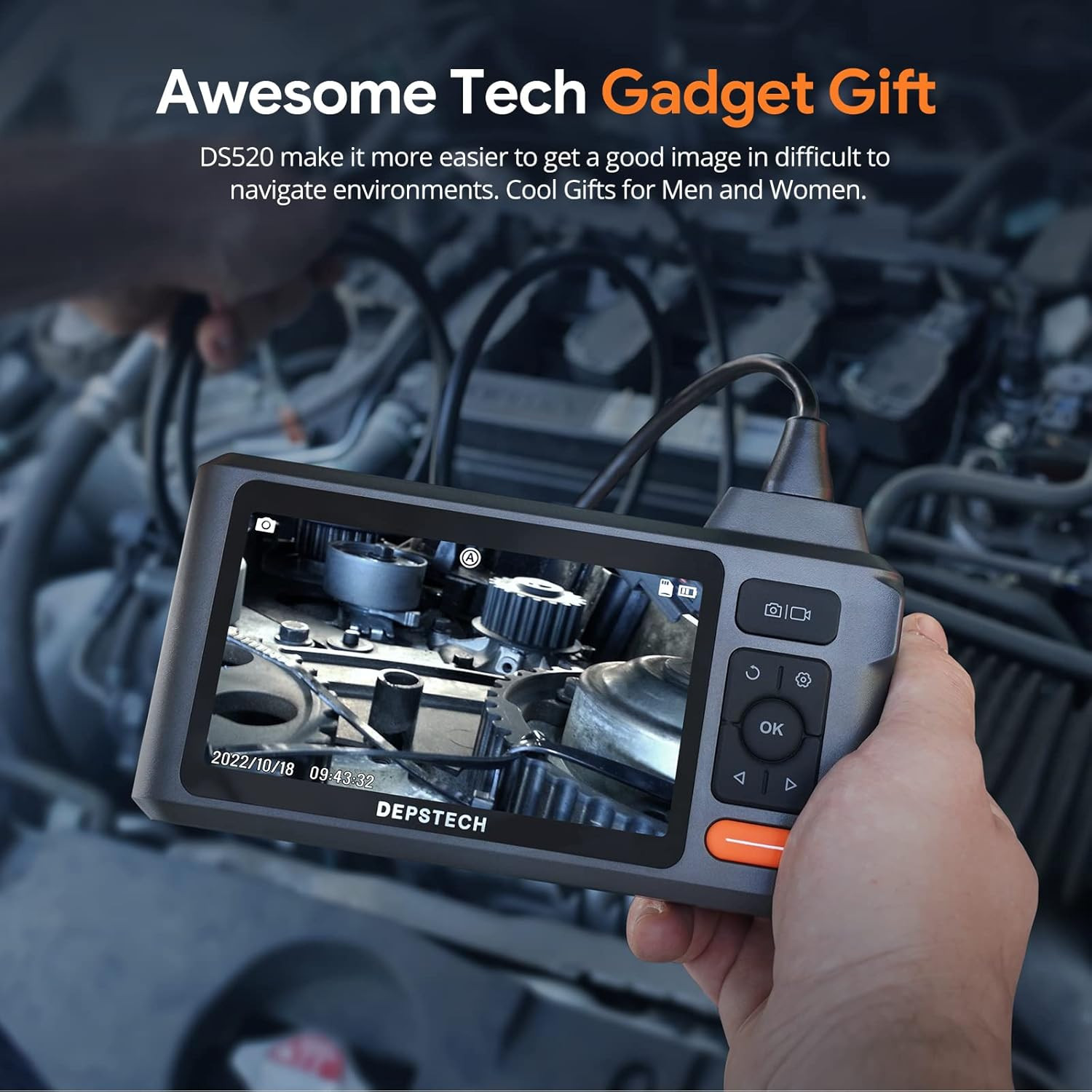 Triple Lens Endoscope Camera with Light with 50FT Semi-Rigid Cable, DEPSTECH 5"