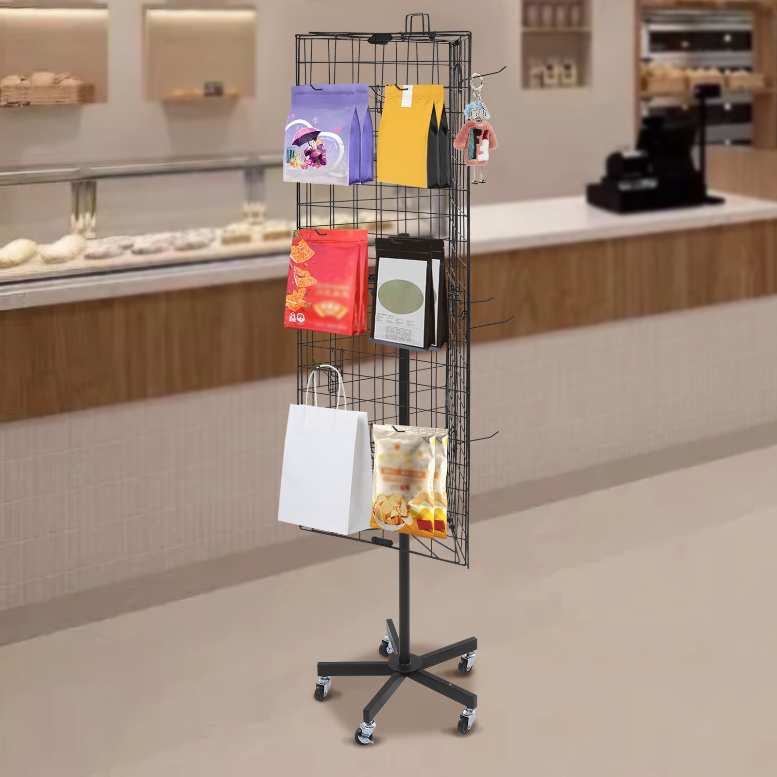 Triangular Grid Panel Display Stand Floor Standing Gridwall Display Stand