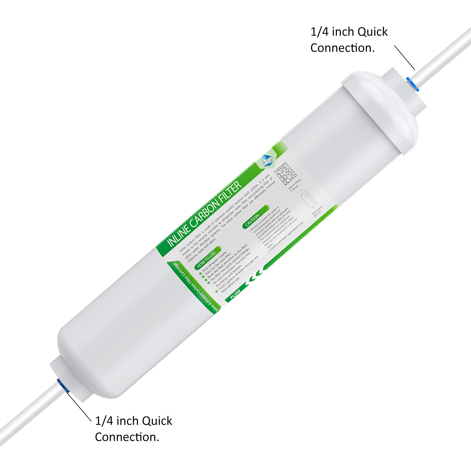 1-9 Pack 10"x2" Inline Post Carbon Water Filter T33 1/4" Quick Inlets Standard