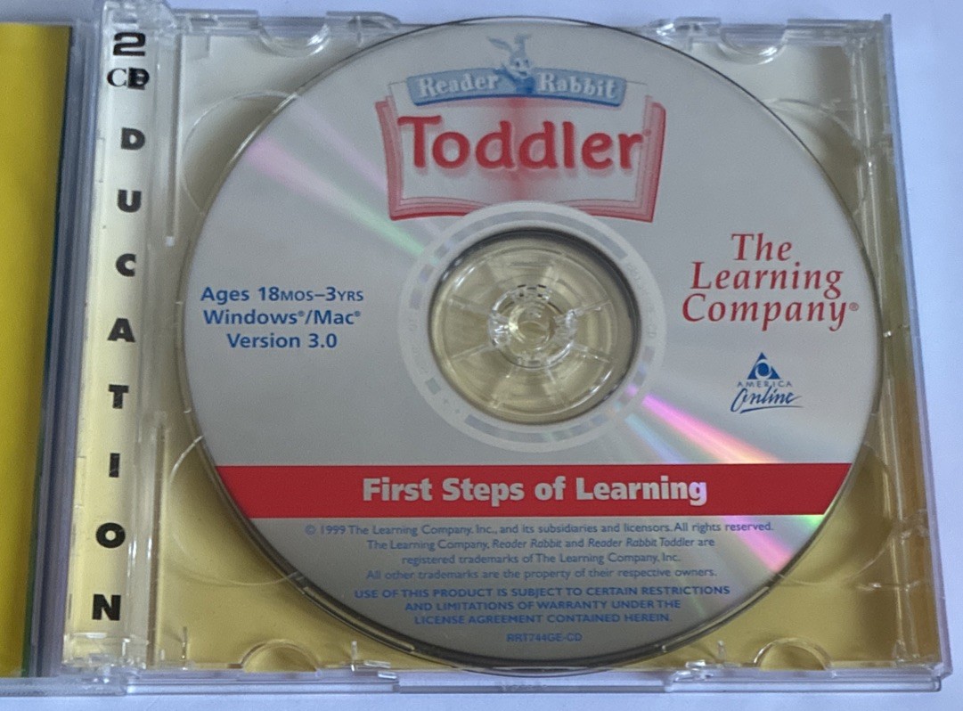 Reader Rabbit Toddler PC MAC CD-ROM 1999 2-CD Special Edition- Scratch-Free CIB