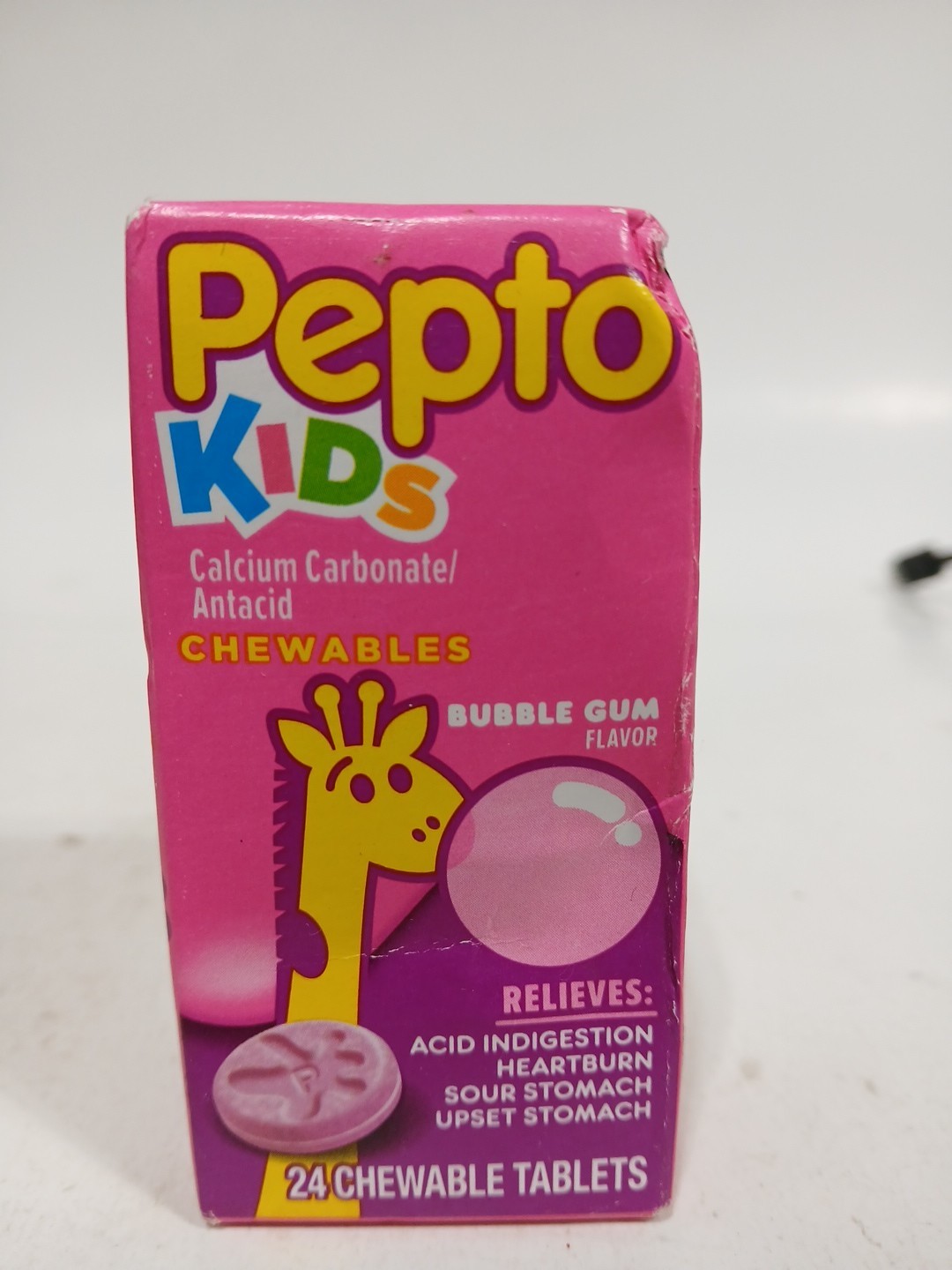 Kids Calcium Carbonate Chewable Bubble Gum 24 Tabs By Pepto-Bismol