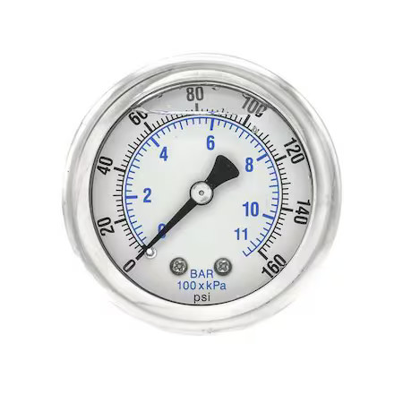 Pic Gauges 202L-208F Industrial Pressure Gauge, 0 To 160 Psi, 2 In Dial, 1/8 In