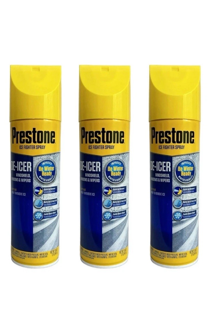 Prestone (Lot of 3) 17 fl. oz. Ice Fighter Sprays, De-Icer For Windshield