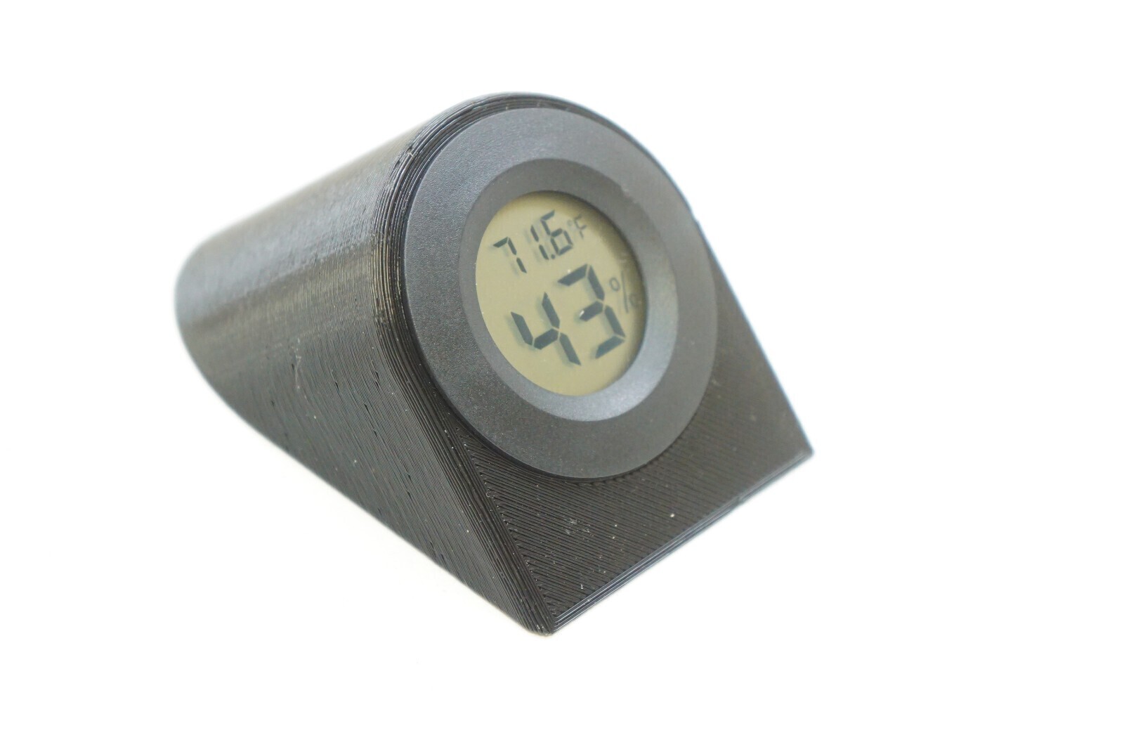 Angled Display Stand Mini Digital Temperature Humidity Hygrometer Circle LCD
