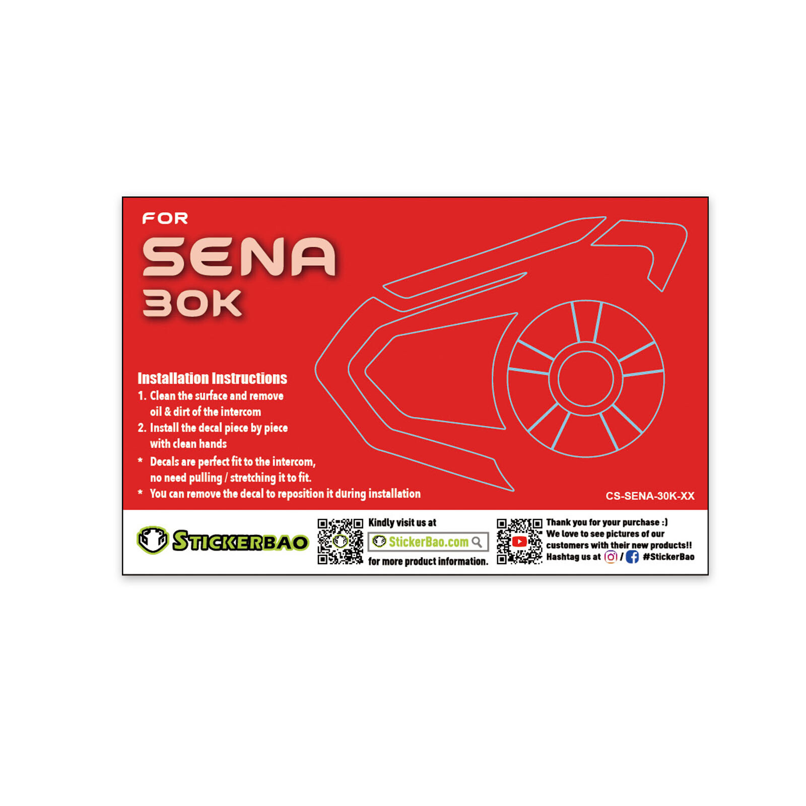 Red 1 Pcs For SENA 30K Intercom Device Sticker