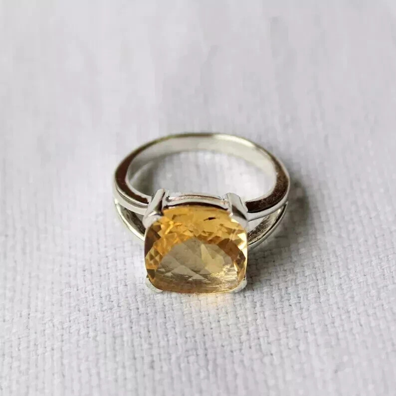Citrine Solid 925 Sterling Silver Statement Handmade Popular Ring All Size R357