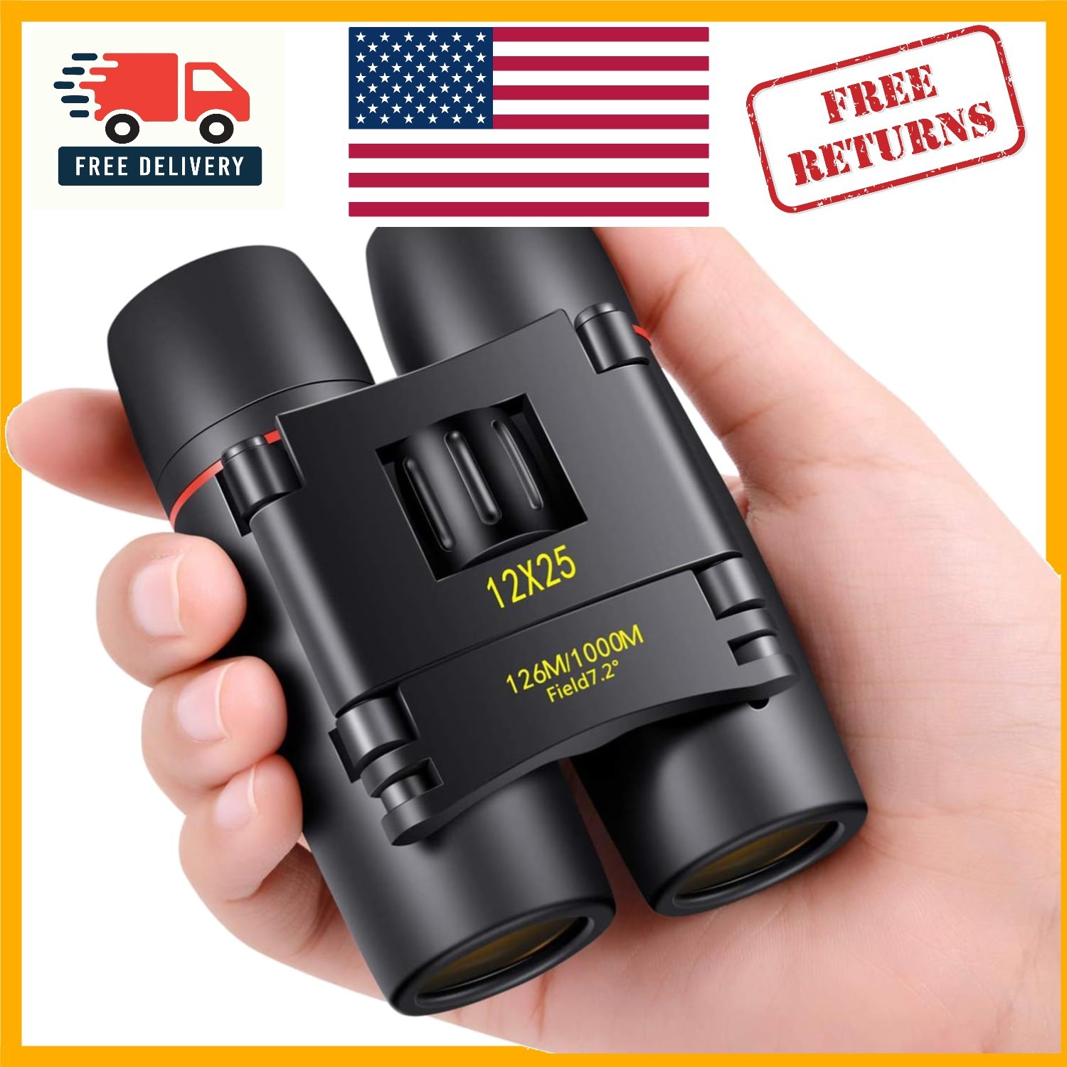 Lightweight 12x25 Compact Binoculars for Bird Watching and Concerts - Waterproof