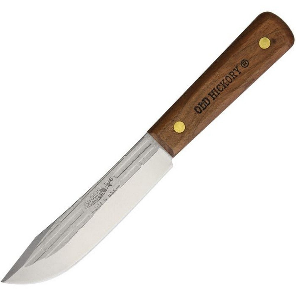 Old Hickory Carbon Steel Blade Brown Wood Handle Hunting Fixed Knife - OH7026