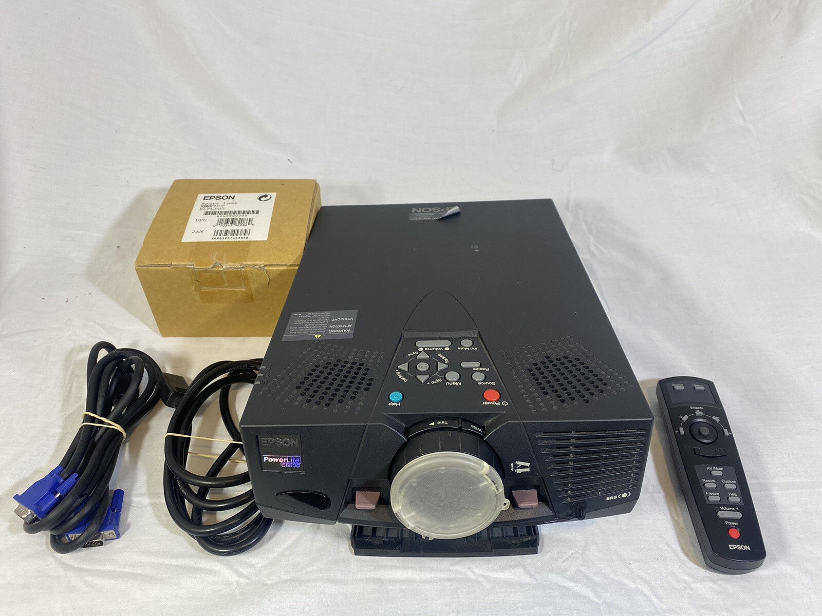 Vintage Epson PowerLite 5550C Projector 250Lamp Hrs. w/ Remote & Extra Bulb
